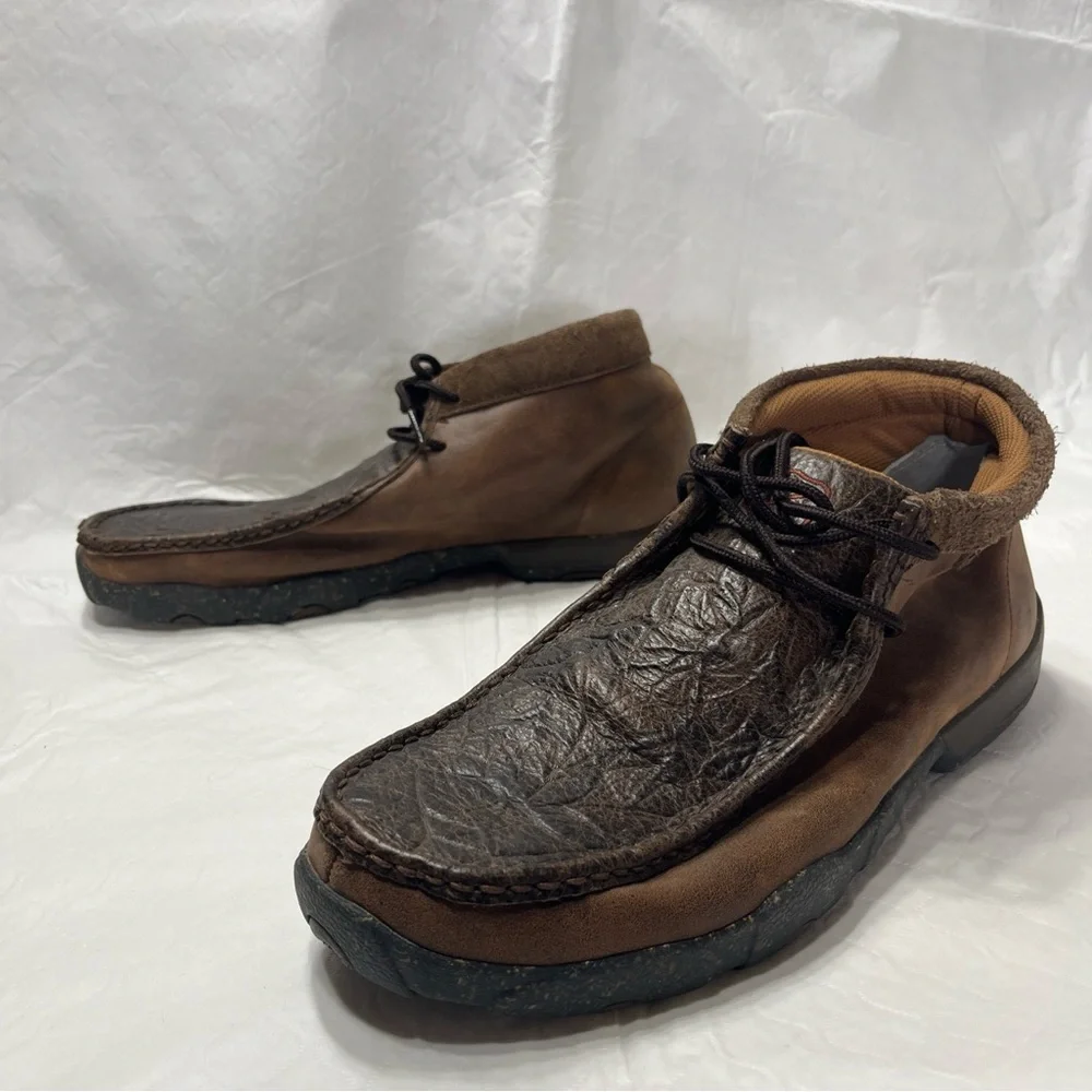 Twisted X Chocolate Chukka Driving Moc Mens Size 10D Brown Leather Shoes MDM0090